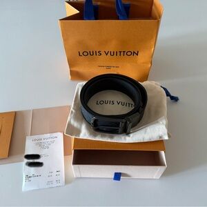 Louis Vuitton Black Leather Reversible Belt with Dark Hardware